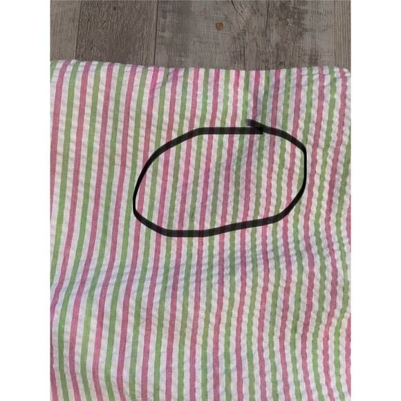 DRAPER JAMES RSVP Puff Sleeve Wrap Dress Ruffled Seersucker Striped Sz medium - Picture 7 of 16